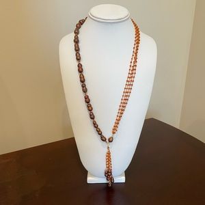 Baroque pearl and crystal bead necklace